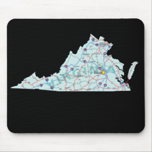 Alfombrilla De Ratón Mapa de Virginia Mousepad