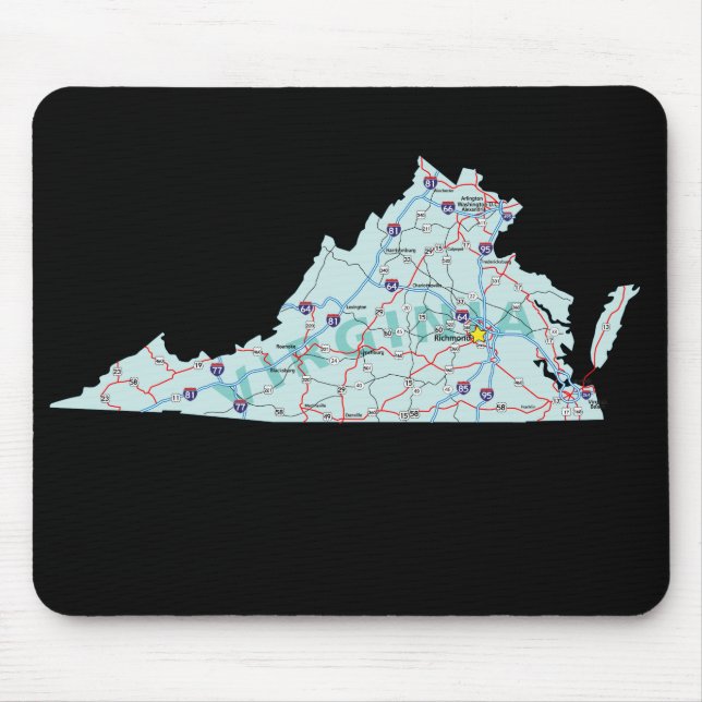 Alfombrilla De Ratón Mapa de Virginia Mousepad (Frente)