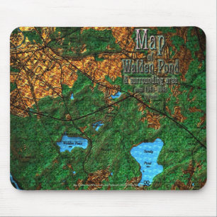Alfombrilla De Ratón Mapa de Walden Pond y el área circundante