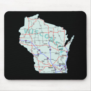 Alfombrilla De Ratón Mapa de Wisconsin Mousepad