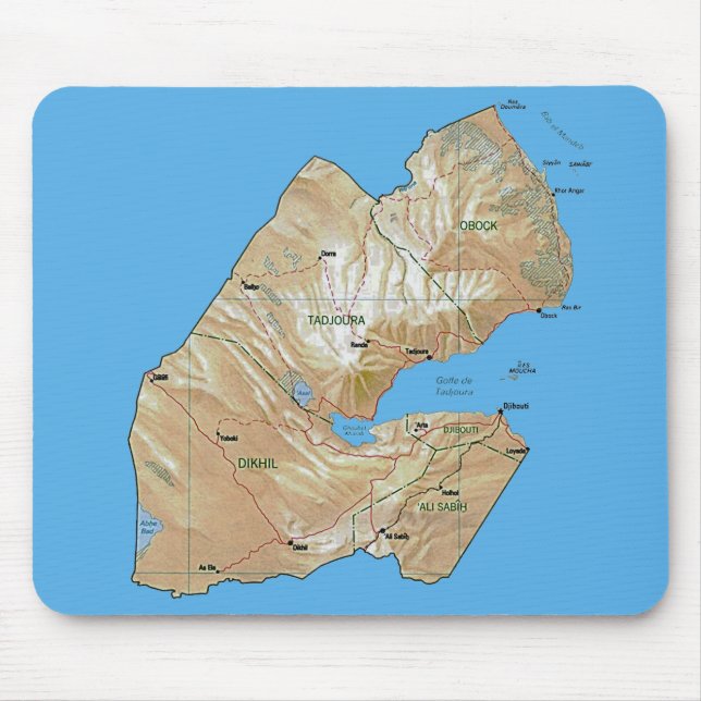 Alfombrilla De Ratón Mapa de Yibuti Mousepad (Frente)