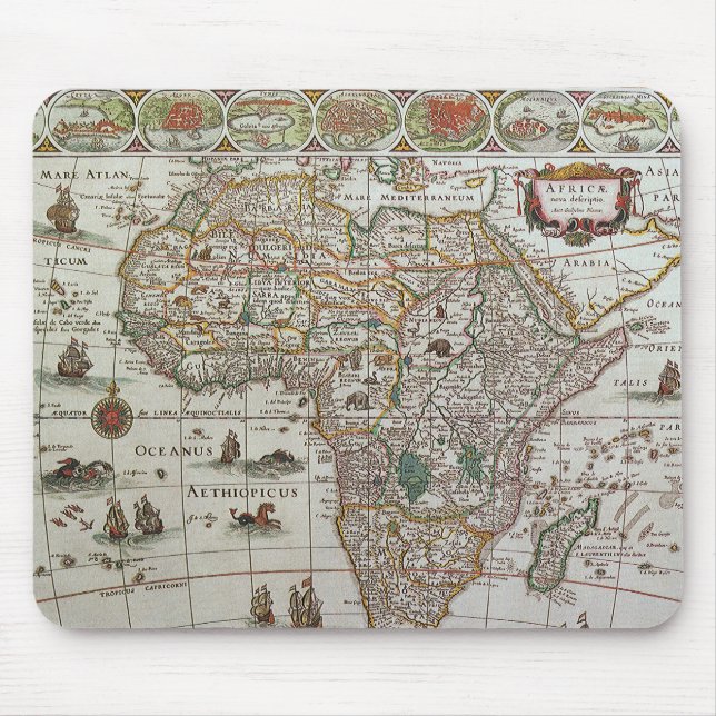 Alfombrilla De Ratón Mapa del Antiguo Mundo de África de Blaeu, c.1635 (Frente)