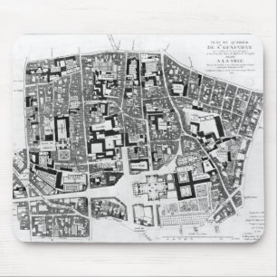 Alfombrilla De Ratón Mapa del área de Sainte-Genevieve, París, 1756