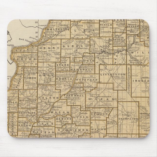 Alfombrilla De Ratón Mapa del Atlas de Illinois (Frente)