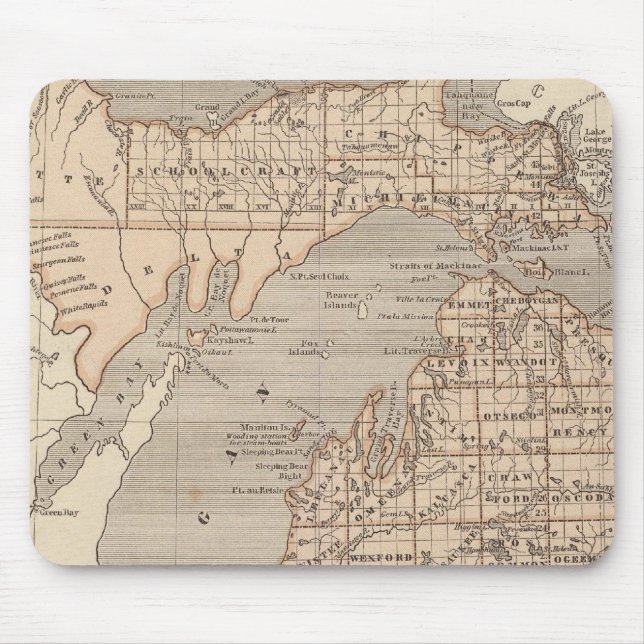 Alfombrilla De Ratón Mapa del Atlas de Michigan (Frente)