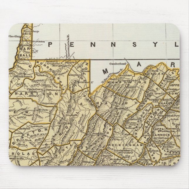 Alfombrilla De Ratón Mapa del Atlas de Virginia (Frente)