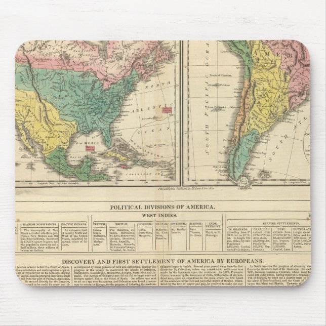 Alfombrilla De Ratón Mapa del Atlas del descubrimiento europeo de Améri (Frente)