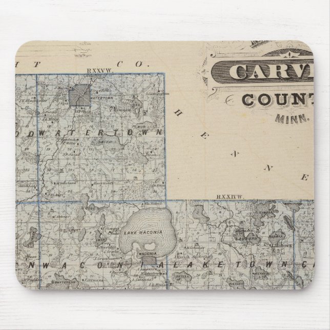 Alfombrilla De Ratón Mapa del condado de Carver, Minnesota (Frente)