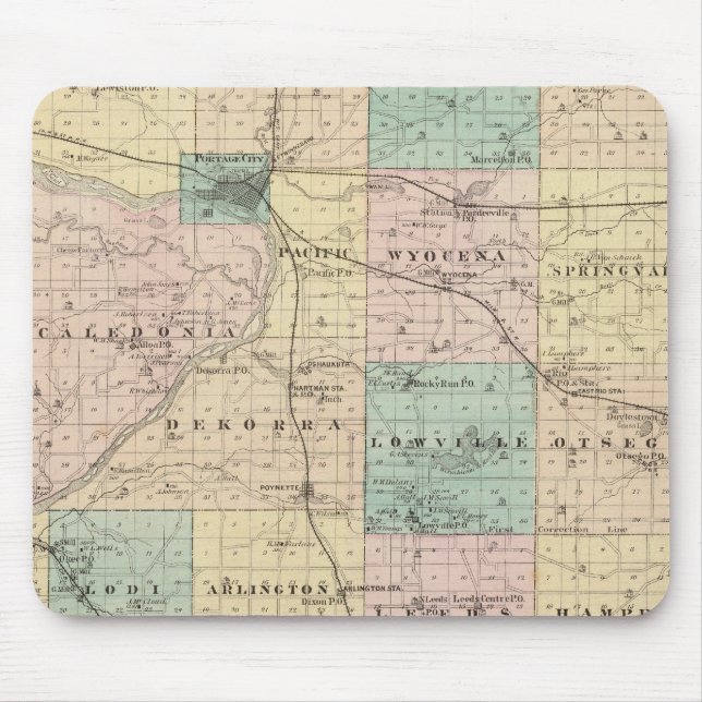 Alfombrilla De Ratón Mapa del condado de Columbia, estado de Wisconsin (Frente)