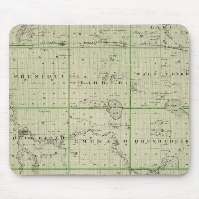 Alfombrilla De Ratón Mapa del condado de Faribault, Minnesota (Frente)