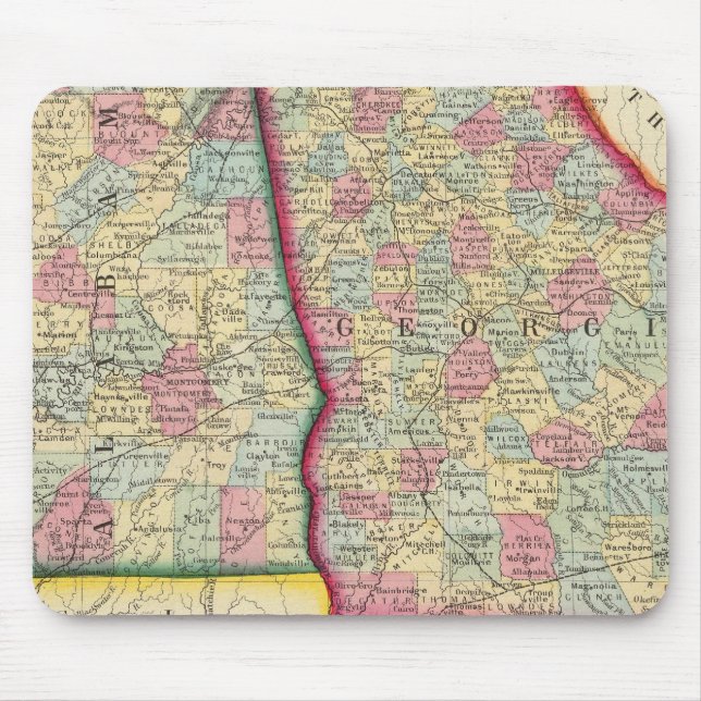 Alfombrilla De Ratón Mapa Del Condado De Georgia Y Alabama (Frente)