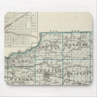 Alfombrilla De Ratón Mapa del condado de Henry y Galva