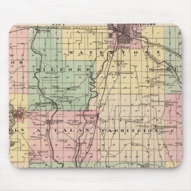 Alfombrilla De Ratón Mapa del condado de Jefferson, estado de Wisconsin (Frente)