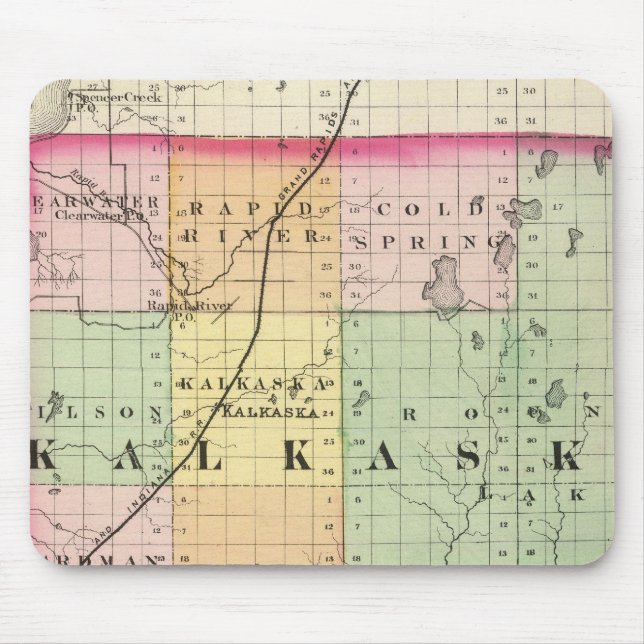 Alfombrilla De Ratón Mapa del condado de Kalkaska, Michigan (Frente)