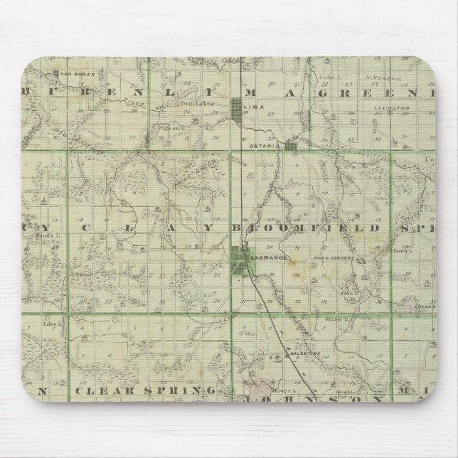 Alfombrilla De Ratón Mapa del condado de Lagrange con La Grange, Lima (Frente)
