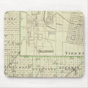 Alfombrilla De Ratón Mapa del condado de Montgomery, Hillsboro y Virden