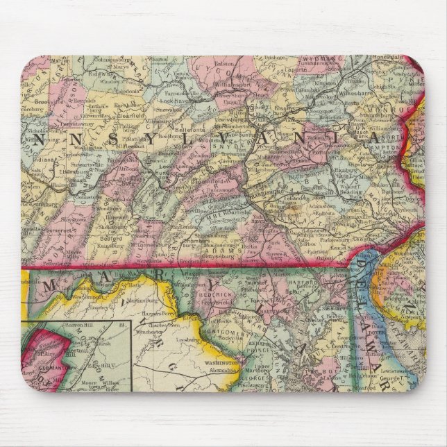 Alfombrilla De Ratón Mapa Del Condado De Pennsylvania, Nueva Jersey (Frente)