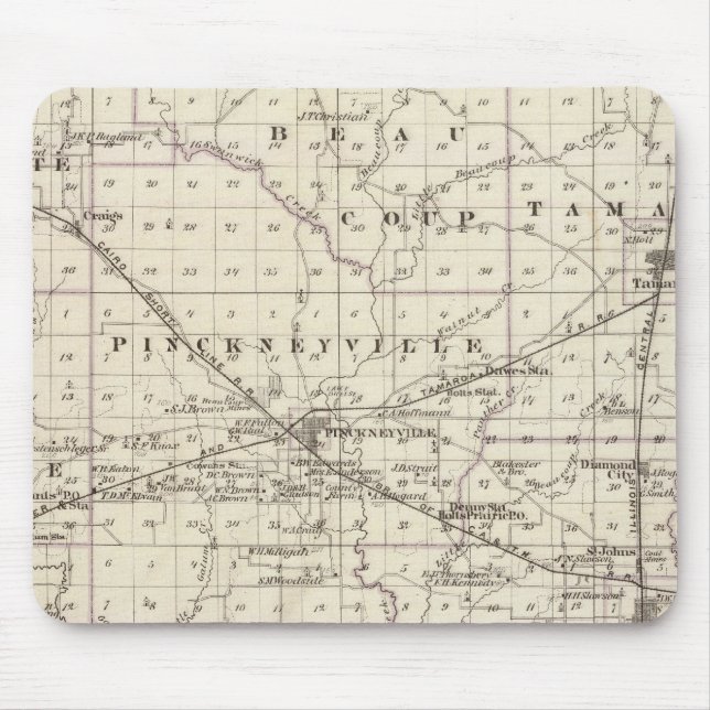 Alfombrilla De Ratón Mapa del condado de Perry, Nashville y Carmi (Frente)