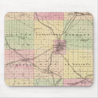 Alfombrilla De Ratón Mapa del condado de Rock, estado de Wisconsin