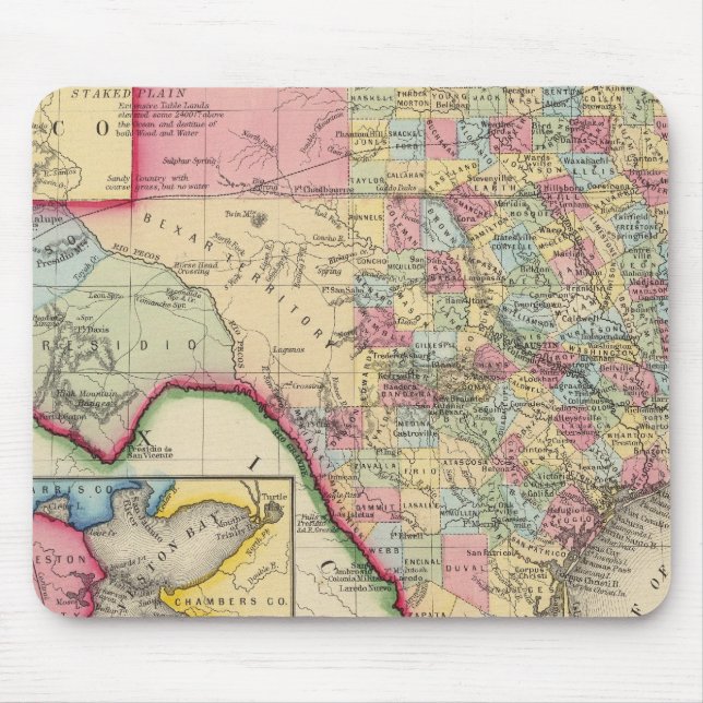 Alfombrilla De Ratón Mapa Del Condado De Texas (Frente)