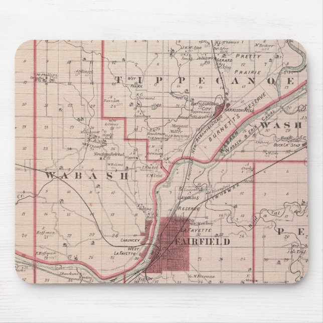 Alfombrilla De Ratón Mapa del condado de Tippecanoe (Frente)