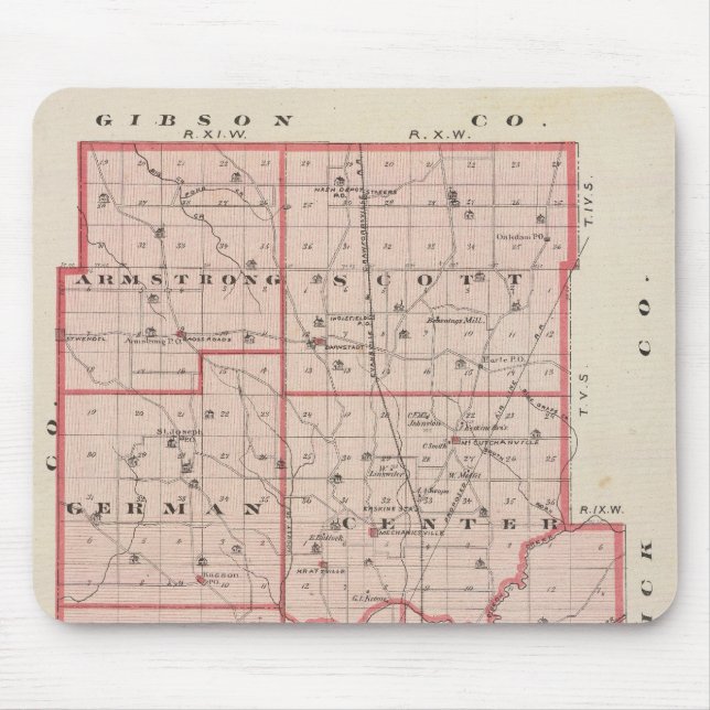 Alfombrilla De Ratón Mapa del condado de Vanderburgh (Frente)