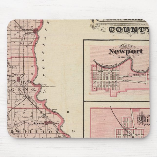 Alfombrilla De Ratón Mapa del condado de VerMilán con Newport (Frente)