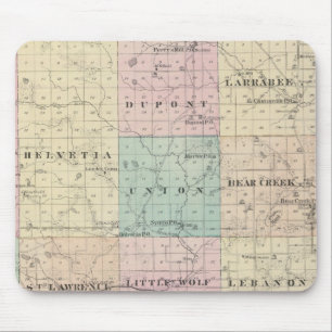 Alfombrilla De Ratón Mapa del condado de Waupaca, estado de Wisconsin