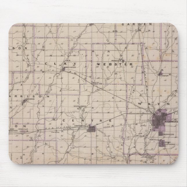 Alfombrilla De Ratón Mapa del condado de Wayne 2 (Frente)