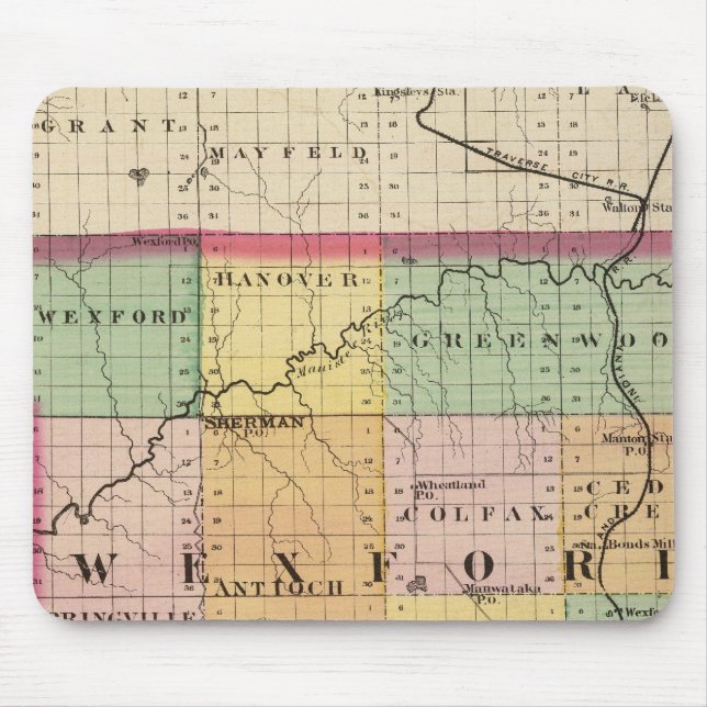 Alfombrilla De Ratón Mapa del condado de Wexford, Michigan (Frente)