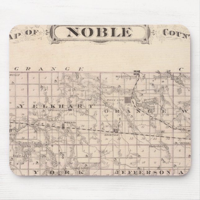 Alfombrilla De Ratón Mapa del condado Noble (Frente)