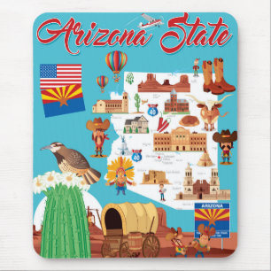 Alfombrilla De Ratón Mapa del dibujo animado de Arizona