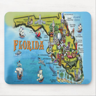 Alfombrilla De Ratón Mapa del dibujo animado de la Florida