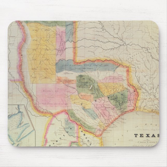 Alfombrilla De Ratón Mapa del estado de Texas | 1835 (Frente)