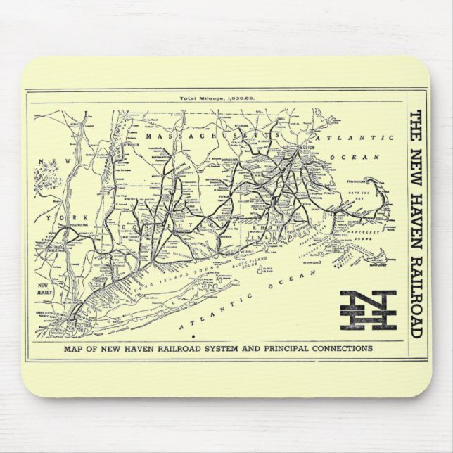 Alfombrilla De Ratón Mapa del ferrocarril 1956 de New Haven (Frente)