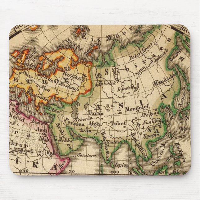Alfombrilla De Ratón Mapa del hemisferio oriental grabado (Frente)