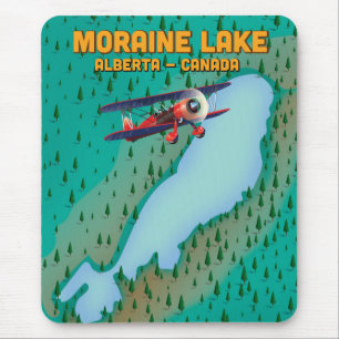 Alfombrilla De Ratón Mapa del lago Moraine Alberta Canadá