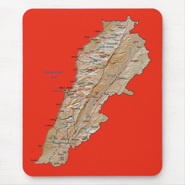 Alfombrilla De Ratón Mapa del Líbano Mousepad (Frente)