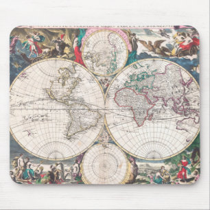 Alfombrilla De Ratón Mapa del mundo antiguo del Doble-Hemisferio