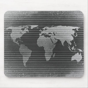 Alfombrilla De Ratón Mapa del mundo blanco y negro