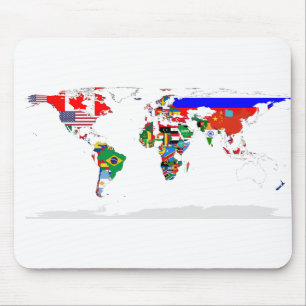 Alfombrilla De Ratón Mapa del mundo de colores abstractos