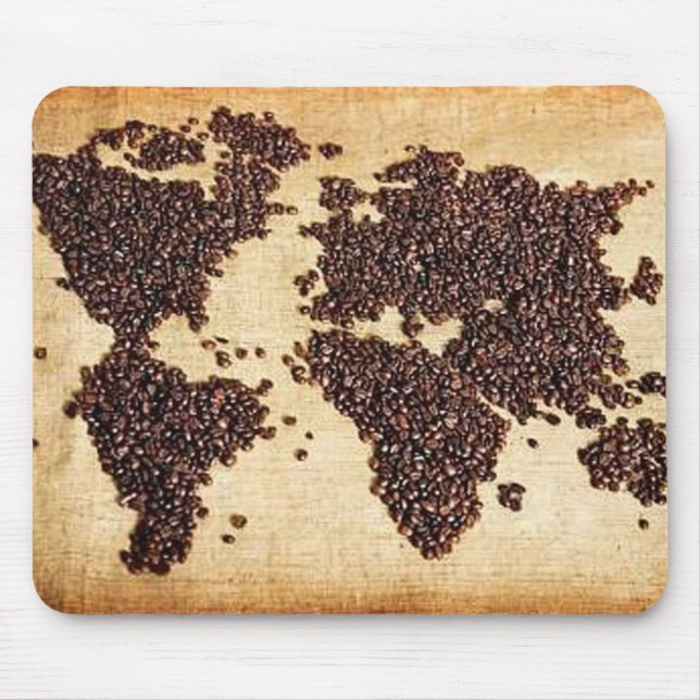 Alfombrilla De Ratón Mapa del mundo de HealthyCoffee en granos de café (Frente)