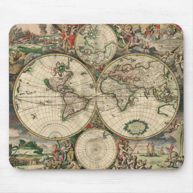 Alfombrilla De Ratón Mapa del mundo de la época de Mousepad 1689 (Frente)