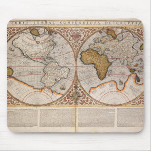 Alfombrilla De Ratón Mapa del mundo doble del hemisferio, 1587