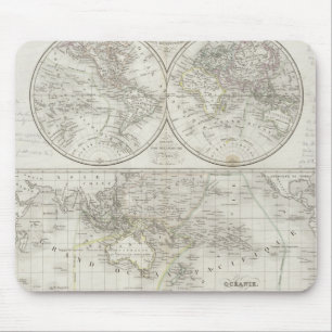 Alfombrilla De Ratón Mapa del mundo en dos hemisferios