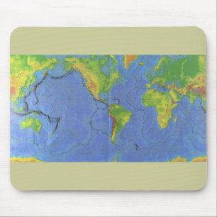 Alfombrilla De Ratón Mapa del mundo físico de 1994 - Placas tectónicas 