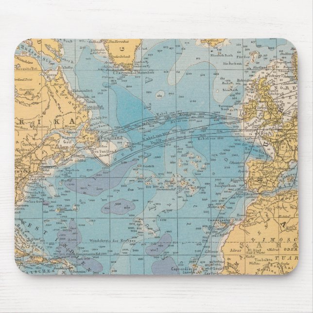 Alfombrilla De Ratón Mapa del Océano Atlántico (Frente)