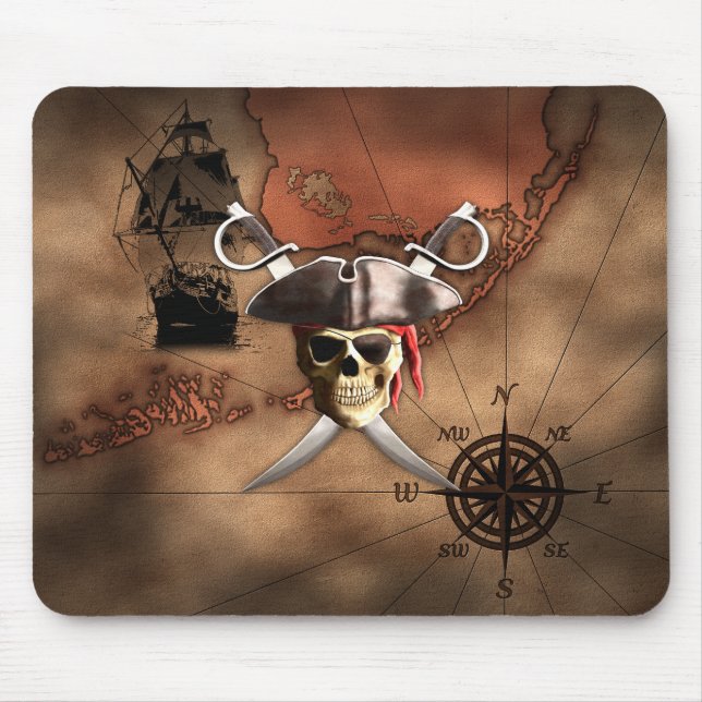 Alfombrilla De Ratón Mapa del pirata (Frente)