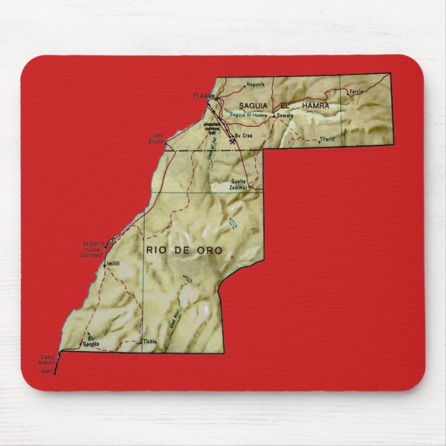 Alfombrilla De Ratón Mapa del Sahara Occidental Mousepad (Frente)