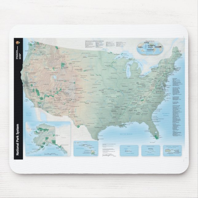 Alfombrilla De Ratón Mapa del sistema de National Park Service (Frente)